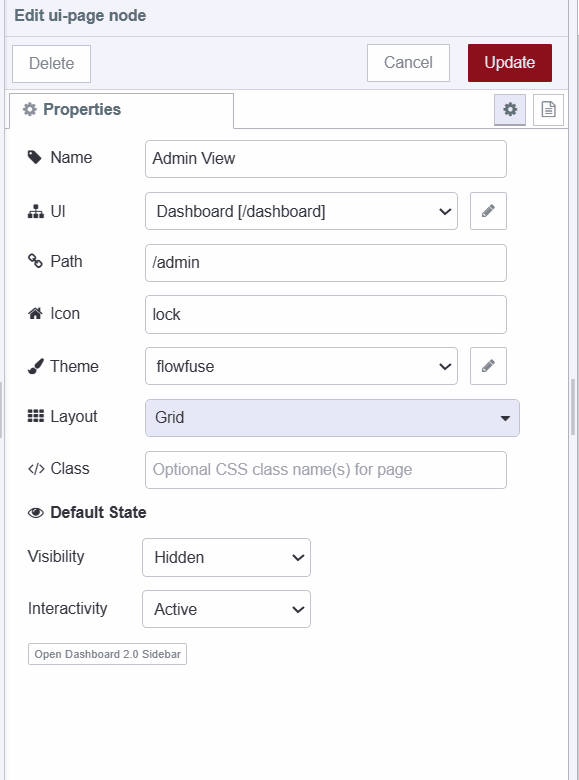 Screenshot displaying admin-only page configuration "Screenshot displaying admin-only page configuration"