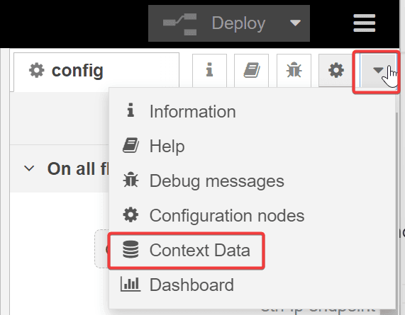 Screenshot showing the Context Data option "Screenshot showing the Context Data option"