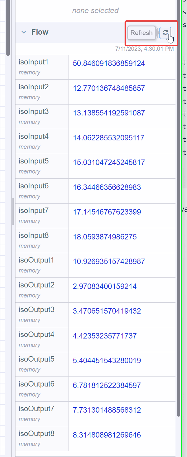 Screenshot showing the flow variables in the context data tab Screenshot showing the flow variables in the context data tab